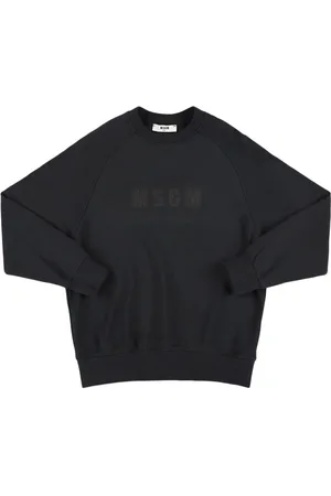 Msgm Rubberized Cotton Crewneck Sweatshirt