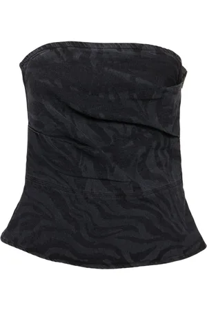 ROTATE Zebra Cotton Denim Top