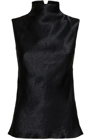 Nanushka Colson Crinkled Satin High Neck Top