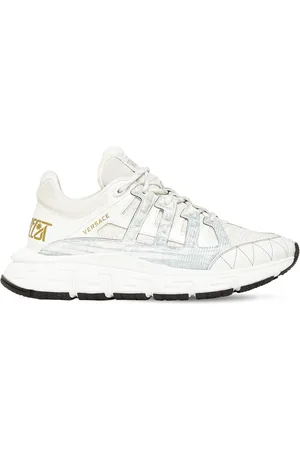 VERSACE Trigreca Logo Mesh & Leather Sneakers