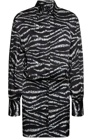 The Attico Silvye Zebra Print Satin Shirt Dress