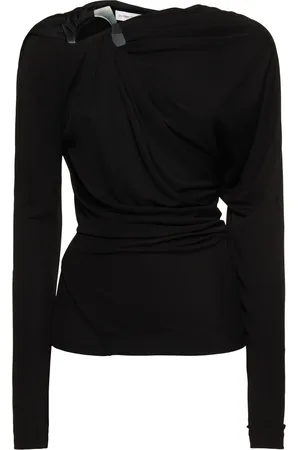 Victoria Beckham Draped Fluid Jersey Long Sleeve Top