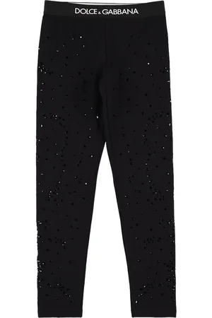 Dolce & Gabbana Embellished Cotton Leggings W/logo