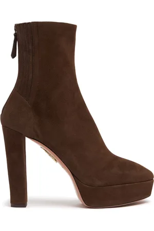 Aquazzura 120mm Saint Honore Suede Plateau Booties