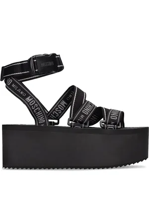 Moschino 80mm Nylon Platform Wedge Sandals