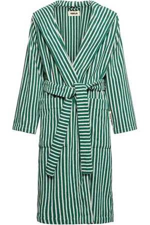 Tekla Teal Striped Bathrobe