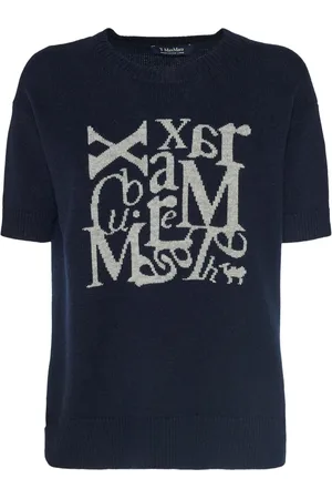 Max Mara Felicia Wool Knit Logo Short Sleeved Top