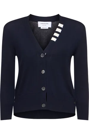 Thom Browne Cotton Knit Cardigan W/stripes