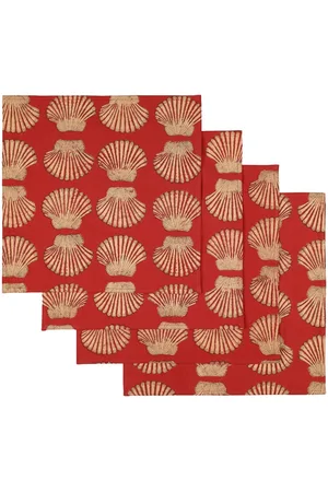 Les-Ottomans Set Of 4 Hand-printed Cotton Napkins