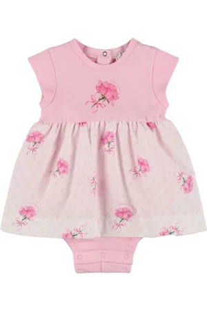 MONNALISA Printed Cotton Dress & Diaper Cover
