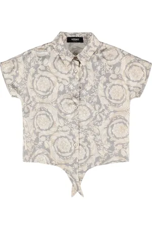 VERSACE Printed Silk Twill Cropped Shirt