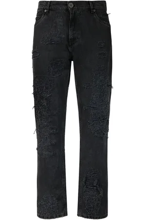 Balmain Distressed Straight Denim Jeans