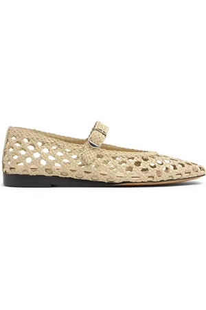 Le Monde Beryl 10mm Woven Leather Mary Jane Flats