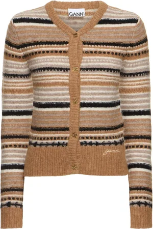 Ganni Striped Soft Alpaca Blend Cardigan