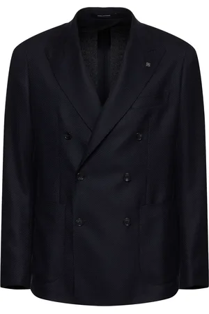TAGLIATORE Hopsack Double Breast Wool Blazer