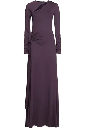 Victoria Beckham Fluid Drape Long Sleeve Tie-front Gown