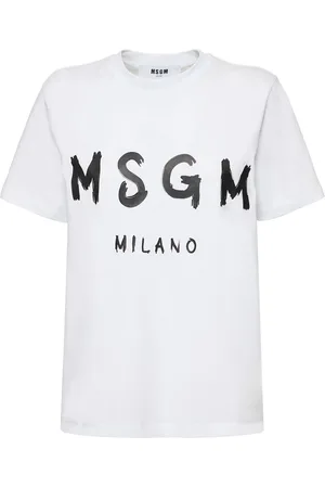 Msgm Brush Stroke Logo Printed T-shirt