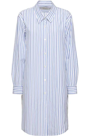 DRIES VAN NOTEN Striped Compact Poplin Midi Shirt Dress