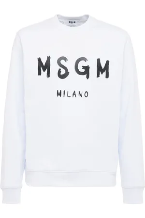Msgm Logo Print Brushed Cotton Sweatshirt