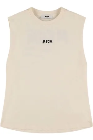 Msgm Printed Cotton Jersey Tank Top