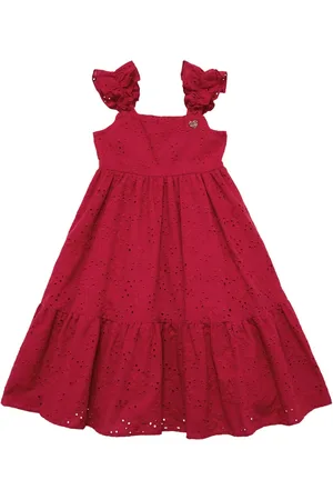 MONNALISA Embroidery Cotton Muslin Dress