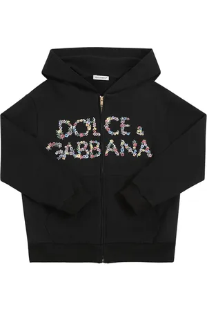 Dolce & Gabbana Logo Print Cotton Zip-up Hoodie