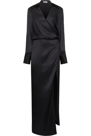 The Attico Draped Satin Midi Shirt Dress