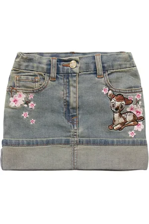 MONNALISA Bambi Embroidered Denim Skirt