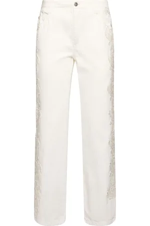 ERMANNO SCERVINO Embroidered Mid Rise Boyfriend Jeans