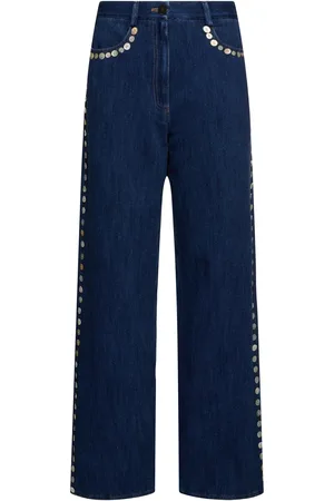 FORTE FORTE Embroidered Cotton Denim Straight Jeans