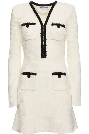 Self-Portrait Cotton Blend Knit Mini Dress