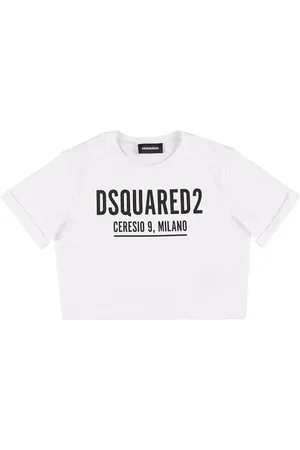 Dsquared2 Logo Rubberized Cotton Cropped T-shirt