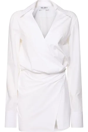 The Attico Draped Poplin Mini Shirt Dress