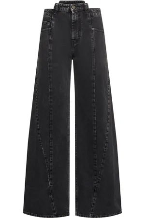 Maison Margiela Asymmetric Wide Leg Cotton Denim Jeans