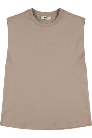 Msgm Printed Cotton Jersey Tank Top