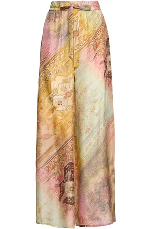 ZIMMERMANN Tallow Relaxed Silk Wide Pants