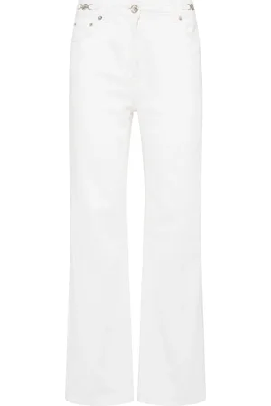 VERSACE Washed Cotton Denim Straight Jeans
