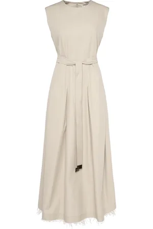 Max Mara Amina Cotton Twill Belted Midi Dress