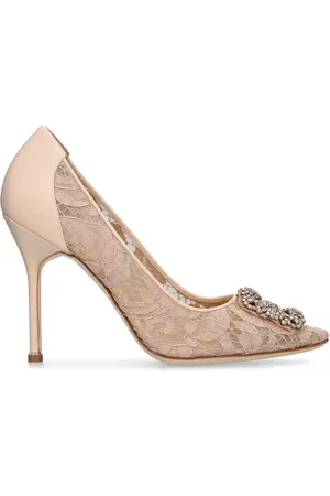 Manolo Blahnik 105mm Hangisi Lace Pumps