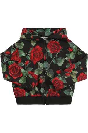 Dolce & Gabbana Flower Print Cotton Zip-up Hoodie