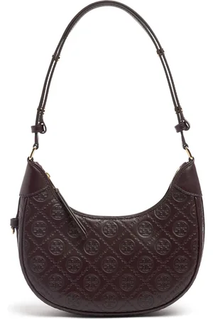 Tory Burch T Monogram Leather Crescent Bag