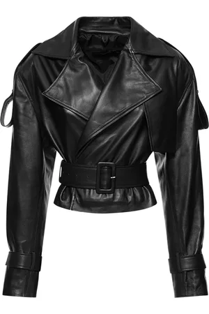 Manokhi Hana Belted Leather Cropped Jacket