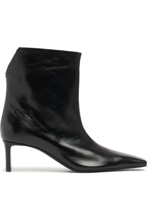 Khaite 55mm Ona Glazed Leather Ankle Boots