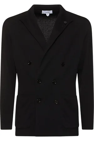 LARDINI Double Breasted Cotton Knit Blazer