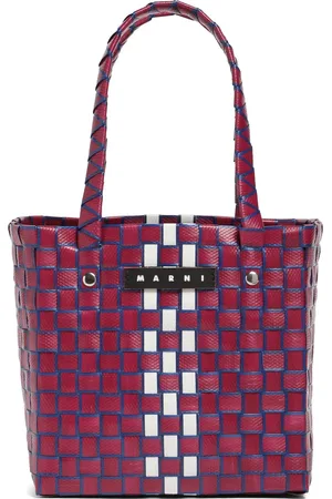 Marni Two Tone Logo Patch Check Woven Handbag