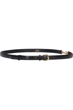 Totême 1cm Double Clasp Embossed Leather Belt