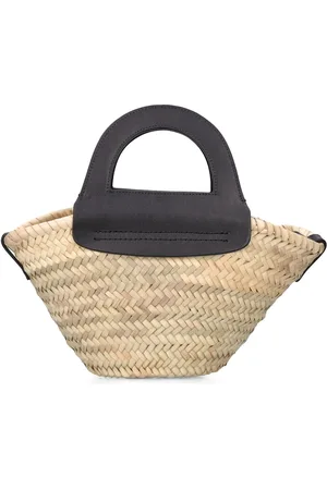 Hereu Mini Cabas Leather & Raffia Tote Bag
