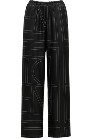 Totême Monogram Embroidered Silk Pants