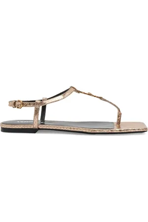 VERSACE Laminated Leather Thong Sandals