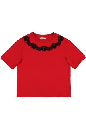 Dolce & Gabbana Logo Cotton Jersey T-shirt W/ Lace